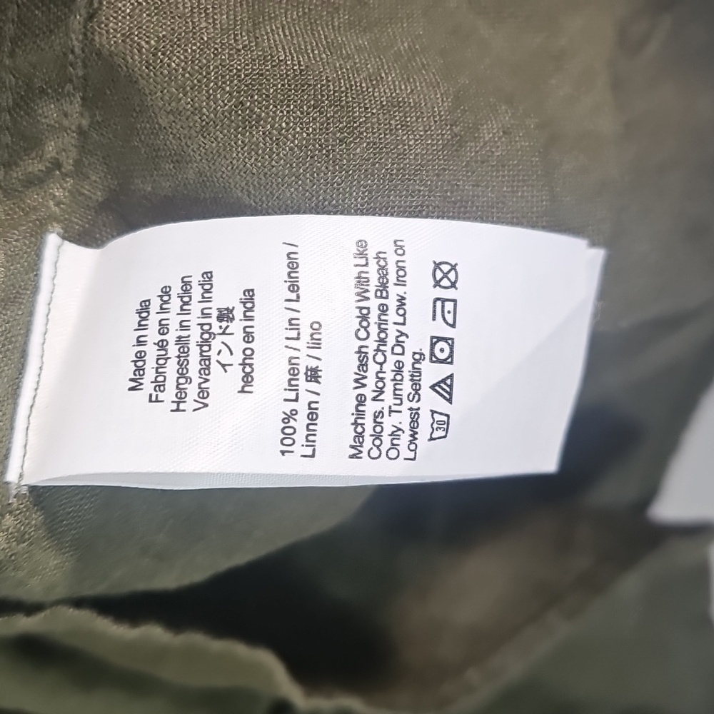 Baird Mcnutt 100% Linen Olive Green Button-Up Shirt. - Picture 5 of 7